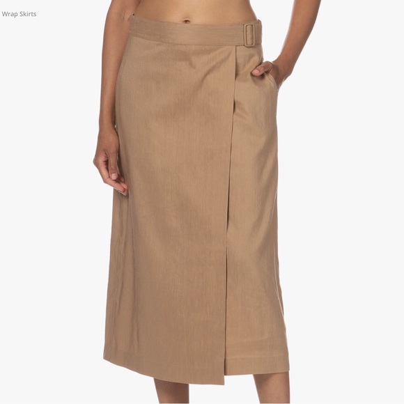 Vince Buckle Linen Blend Wrap Skirt Midi - Main Image